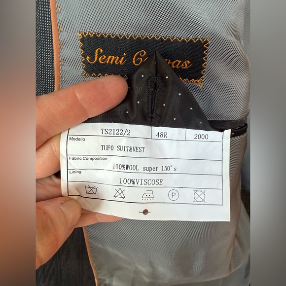 TIGLIO LUXE 2 Piece Gray Striped Suit Super 150’s Wool Mens  Size 48R Pant 42x29 - Picture 6 of 12